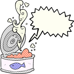 freehand drawn comic book speech bubble cartoon can of tuna