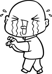 cartoon crying bald man
