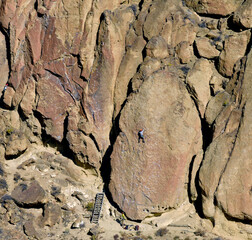 Climber Challenges the Rocks at Smith Rock State Park