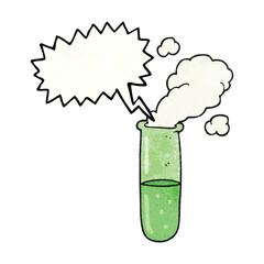 freehand speech bubble textured cartoon science test tube