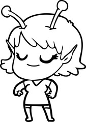 smiling alien girl cartoon