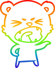 rainbow gradient line drawing of a angry cartoon polar bear