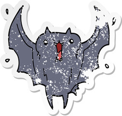 distressed sticker of a cartoon happy vampire bat