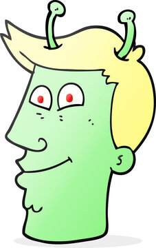 freehand drawn cartoon alien man