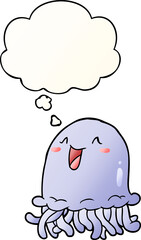 cartoon jellyfish with thought bubble in smooth gradient style