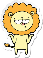 sticker of a cartoon bored lion