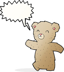 cute cartoon teddy bear with speech bubble