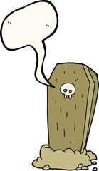 freehand drawn speech bubble cartoon spooky coffin