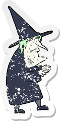 retro distressed sticker of a cartoon ugly old witch