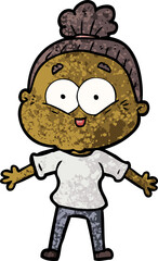 cartoon happy old woman