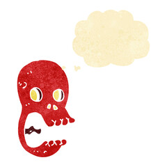 funny cartoon skull with thought bubble