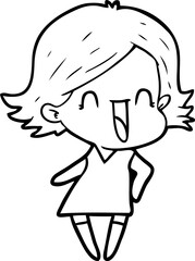 cartoon happy woman