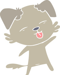 flat color style cartoon dog sticking out tongue