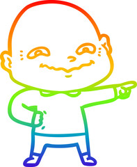 rainbow gradient line drawing of a cartoon creepy guy