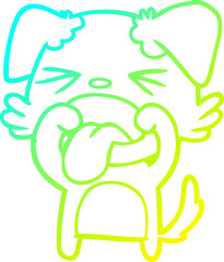 cold gradient line drawing of a cartoon disgusted dog