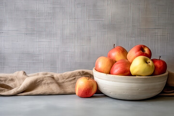 Harvest tones, apples on a wooden background, a rustic stock photography that captures the rich colors and warmth of the bountiful autumn harvest season.