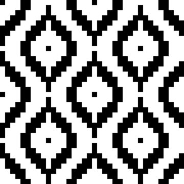 Shweshwe african seamless pattern. Repeating abstract shwe black white isolation on white background. Repeated geometric for design prints. Sotho rhombus repeat patern. Geo fabric. Vector illustration