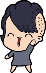 cartoon happy hipster girl