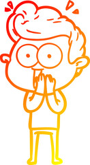 warm gradient line drawing of a cartoon man