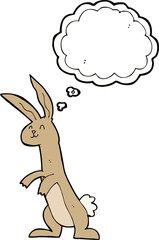 cartoon rabbit with thought bubble