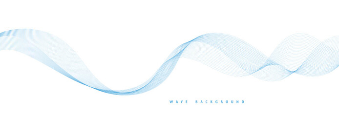 Vector abstract background with dynamic blue waves, lines and particles.
