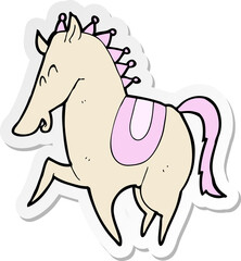 sticker of a cartoon prancing horse