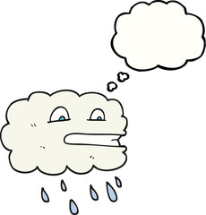 freehand drawn thought bubble cartoon rain cloud