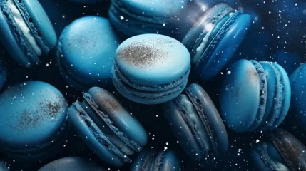 Keuken foto achterwand Macarons dark blue macarons pattern