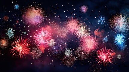 Colorful Fireworks Lighting up the Night Sky at a Festive Event