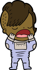 cartoon cool hipster girl in space suit