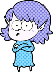 Obraz premium cartoon elf girl staring