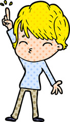 cartoon woman thinking