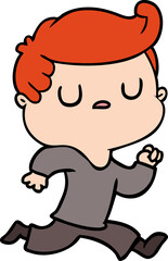 cartoon aloof man running