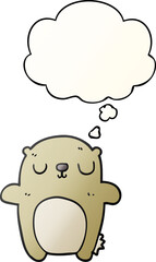 cartoon bear with thought bubble in smooth gradient style