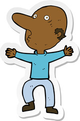 sticker of a cartoon worried middle aged man