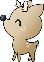 gradient cartoon illustration of  kawaii cute deer