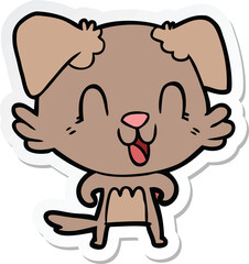 sticker of a laughing cartoon dog