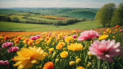 Obraz premium Insanely beautiful field filled with beautiful flowers
