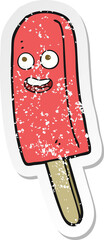 retro distressed sticker of a cartoon ice lolly