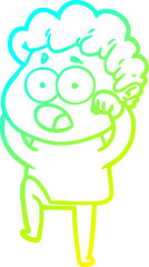 cold gradient line drawing of a cartoon man gasping in surprise