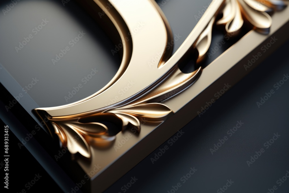 Aufkleber A detailed shot of a gold letter on a sleek black surface. Can be used for design projects or to add a touch of elegance to any visual content