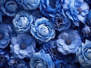 Several blue flowers pattern and background