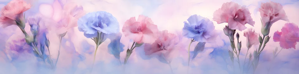 Fotobehang watercolour carnation flowers background banner © sam