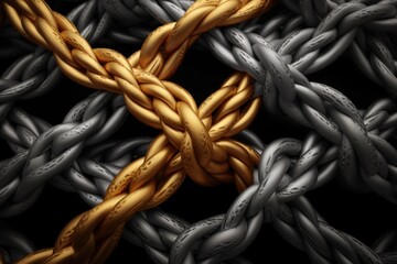 A picture of a gold and silver chain linked together. This versatile image can be used to represent connection, unity, or the blending of different elements
