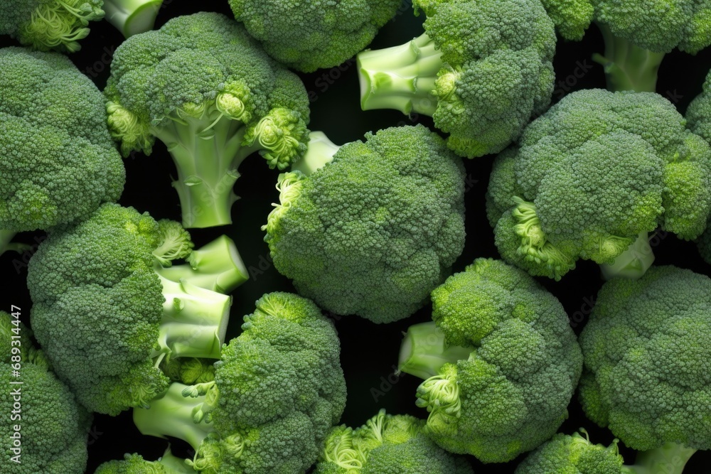 Poster a close-up image of a bunch of fresh broccoli. this versatile vegetable can be used in various dishe