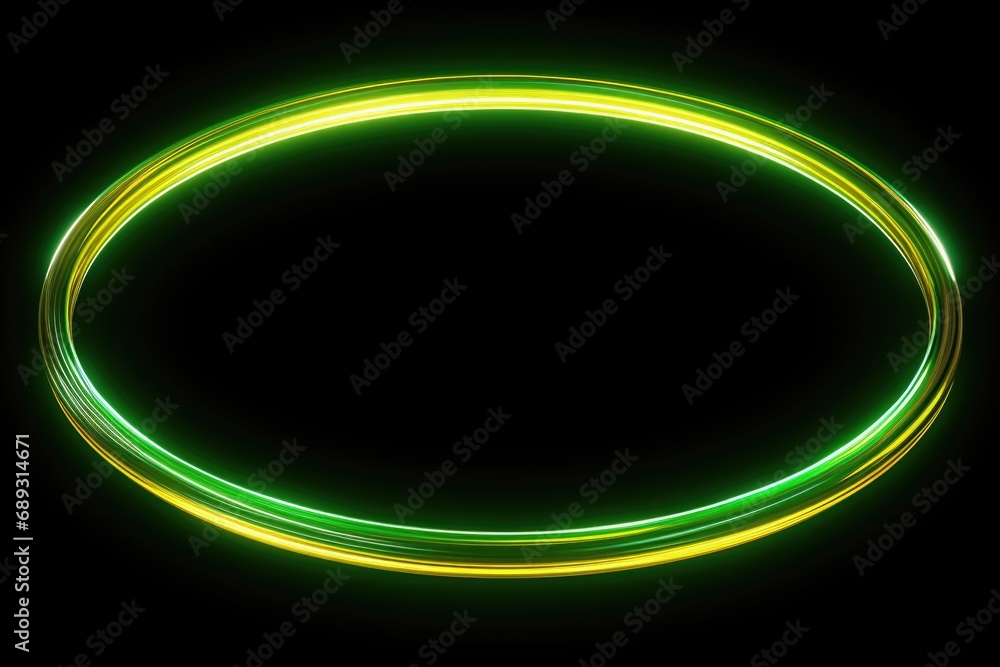 Poster A vibrant green and yellow ring placed on a sleek black background. Perfect for adding a pop of color to any design or project