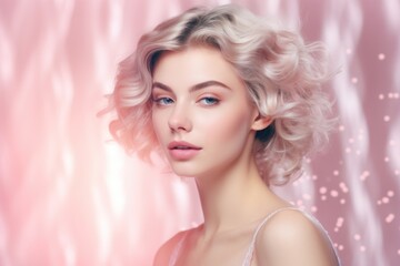 A woman with blonde hair striking a pose for a photograph. Perfect for capturing the essence of beauty and confidence