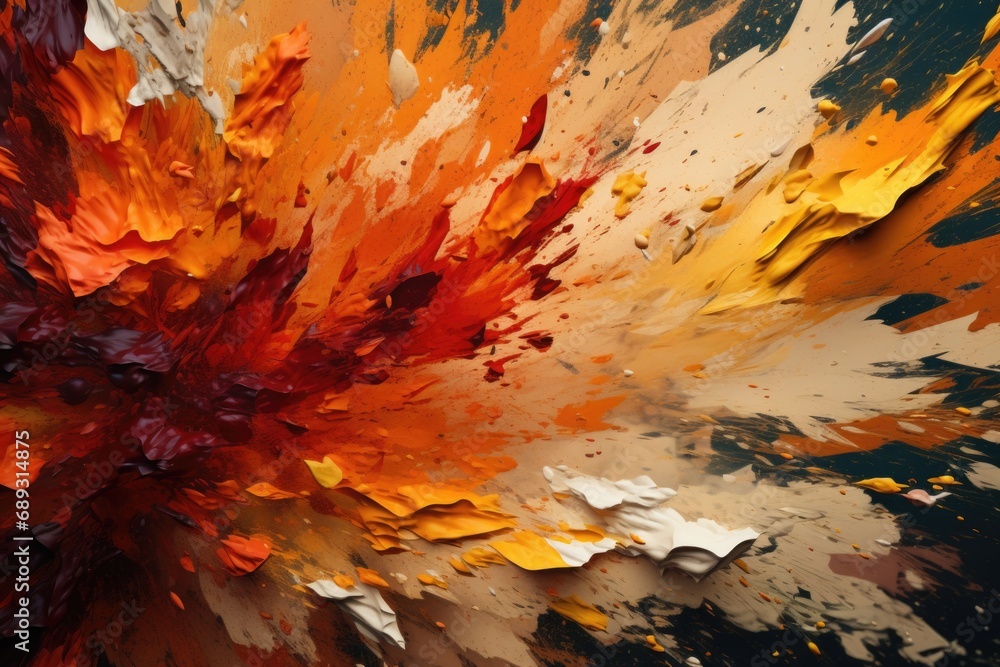Poster A vibrant painting of a flower with multiple colors. Perfect for adding a pop of color to any space