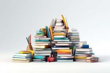 A pile of books sitting on top of each other. Suitable for educational materials and library themes