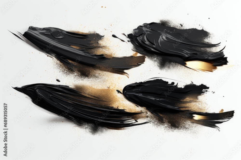 Poster A white table with a unique black and gold paint design. Perfect for adding a touch of elegance and sophistication to any room
